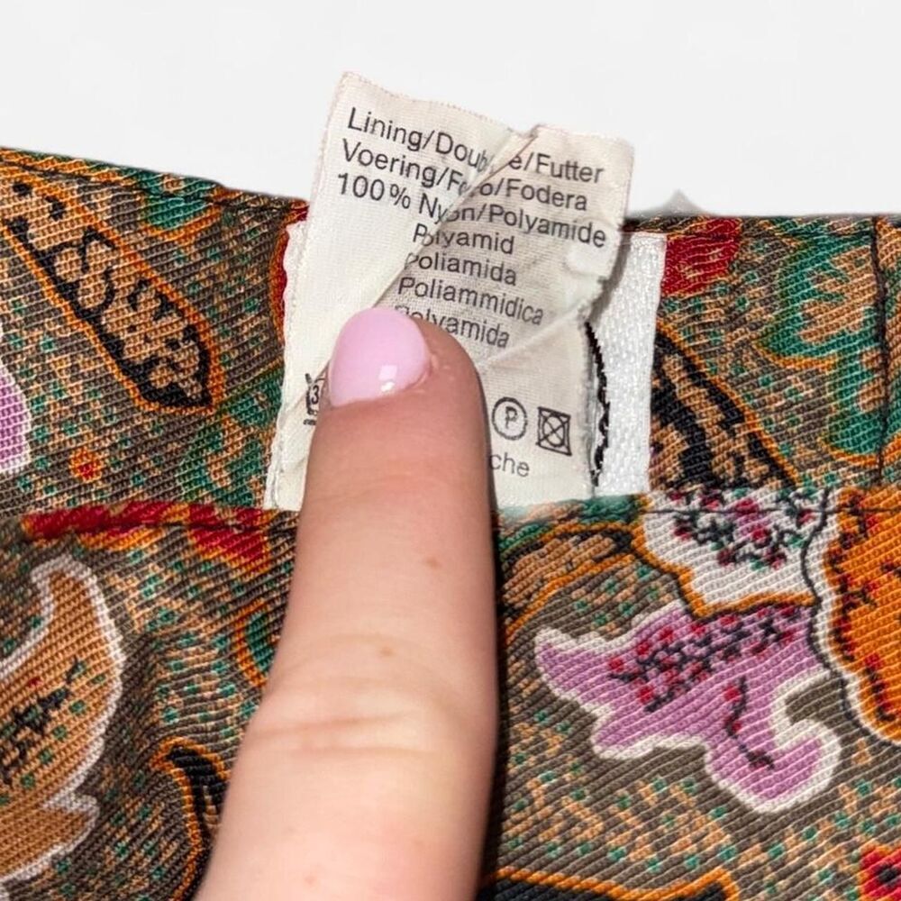Vintage Miss Astor Paisley Pleated Midi Skirt in Red, Tan, and Green Muted Tones - Picture 5 of 6